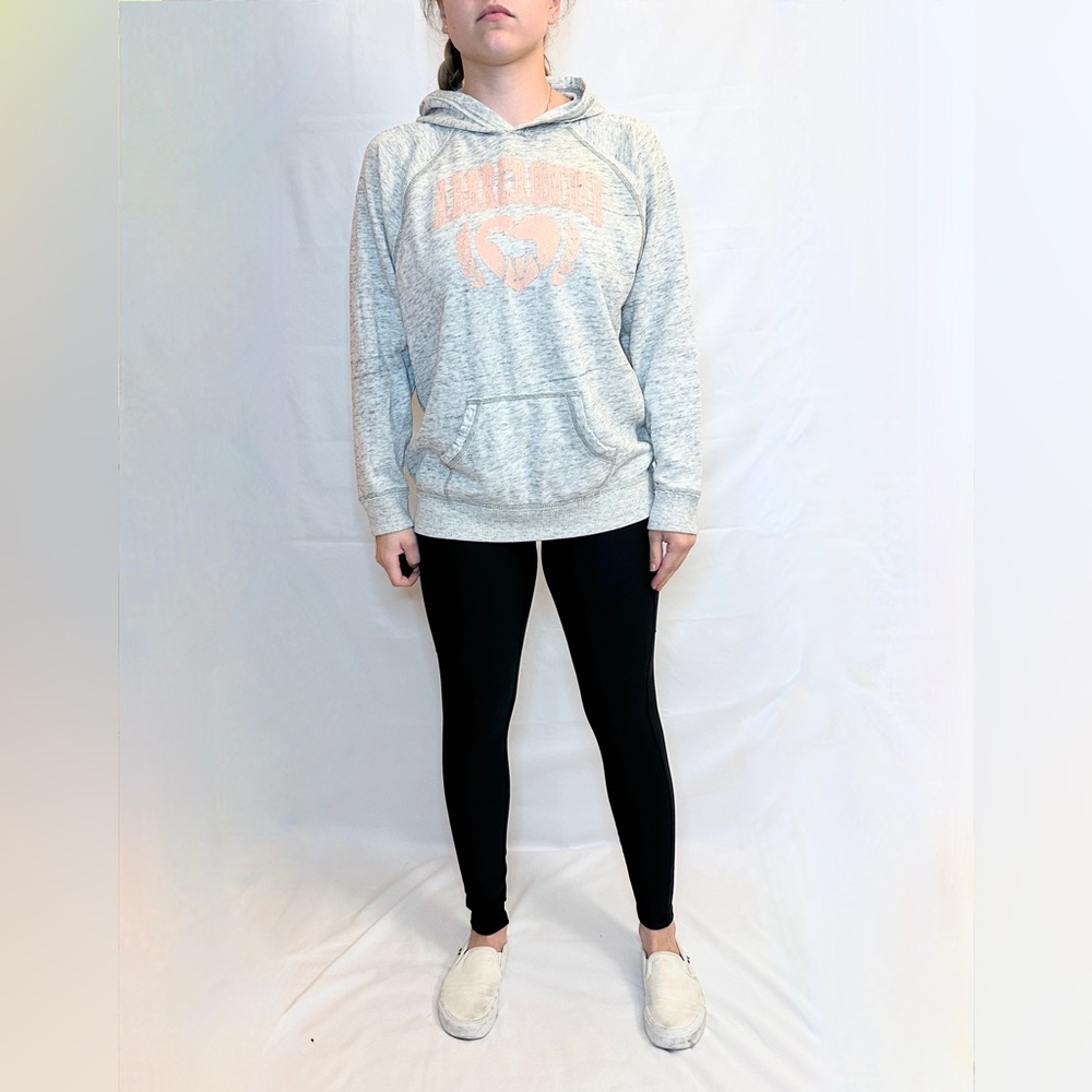 Vintage Abercrombie Glitter Logo Pullover Hoodie - Heather Grey - 15/16 (XS/S)